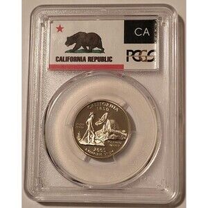 2005 S Clad California State Quarter Proof PR70 DCAM PCGS Flag Label